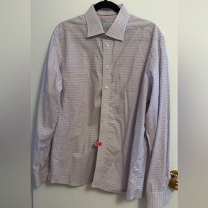 Men’s Eton blue and pink checked dress shirt size 17.5 neck